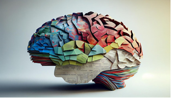 Ilustración de un cerebro humano en colores